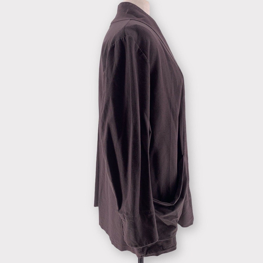 Eileen Fisher Stretch Crepe Open Long Blazer Brown XL - Picture 3 of 9